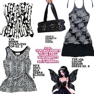 Y2K VTG. 4 PC. 2000'S VTG. CACHE DRESS TOPS PURSE BUNDLE 2/4 SMALL